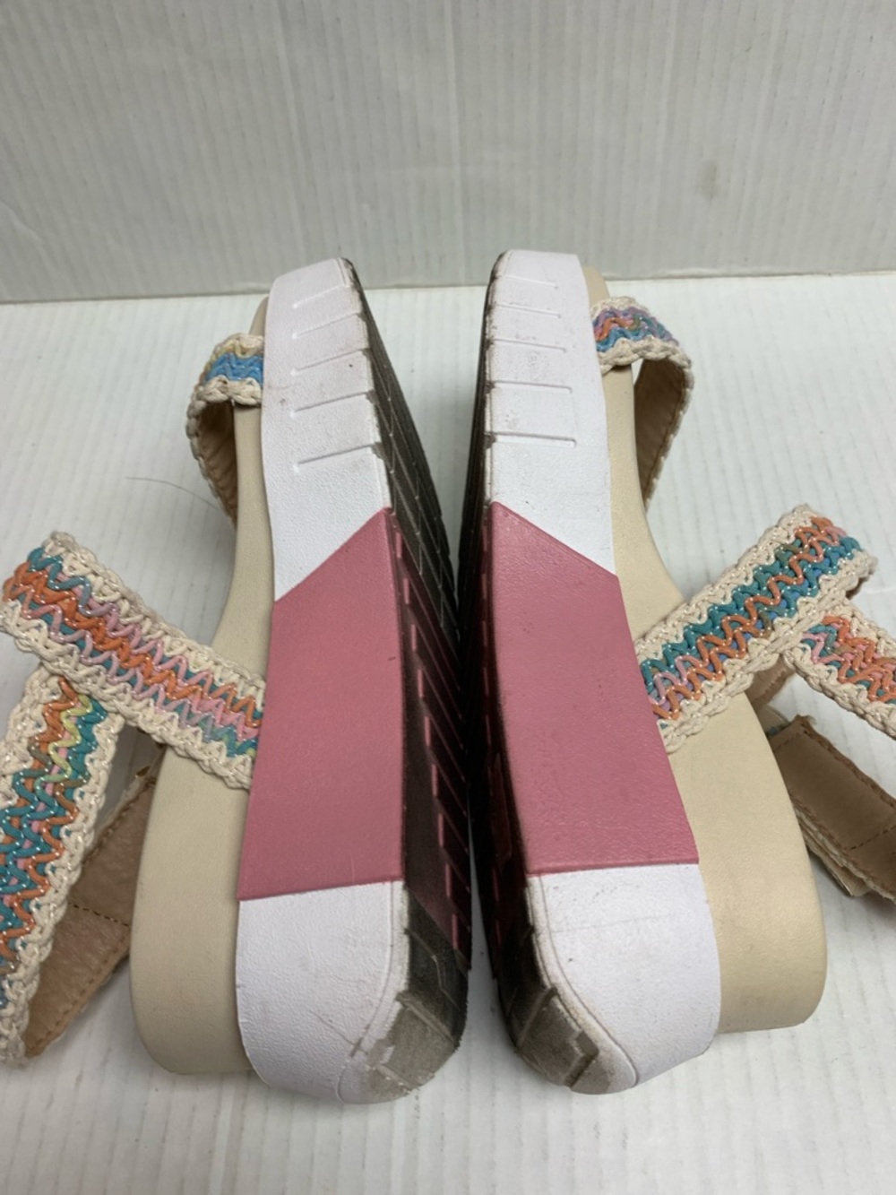 Chinese Laundry Eagan Crochet Sandals Chunky Adjustable Size 7 Pastel - Picture 6 of 9